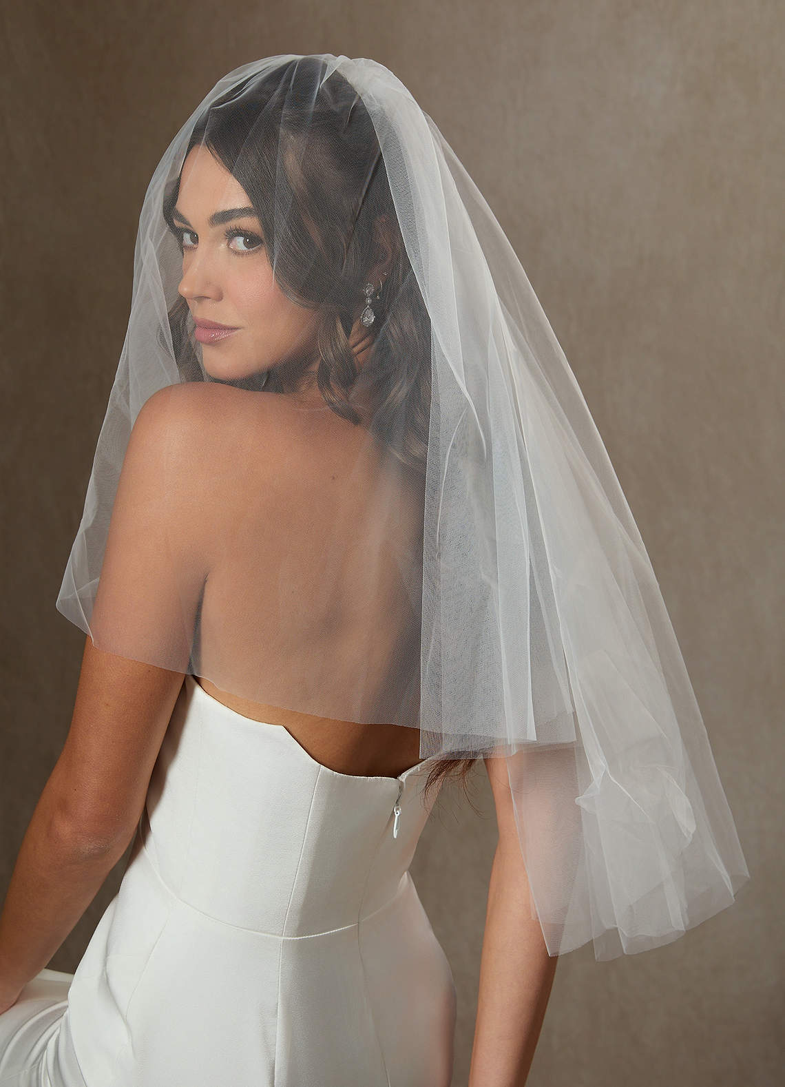 front Simple Waist Length Layered Veil