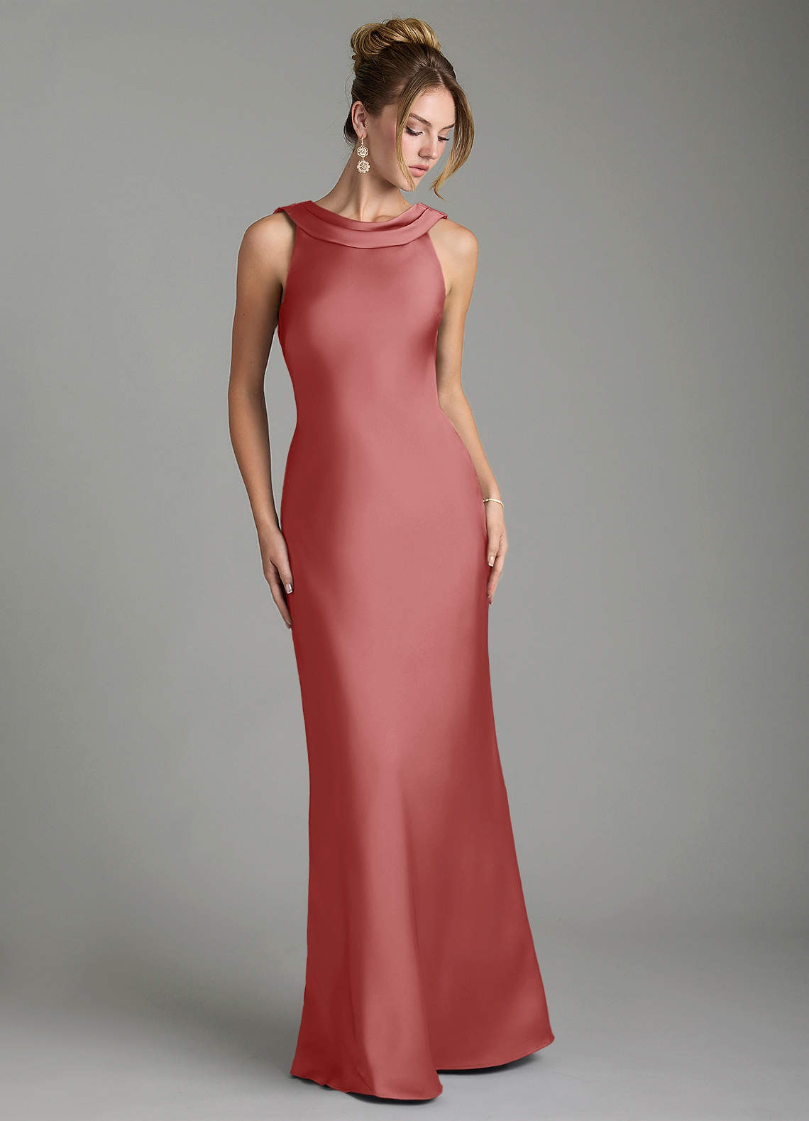 aussie bridesmaid dresses Azazie Aussie Antique Rose Stretch Satin Bridesmaid Dresses