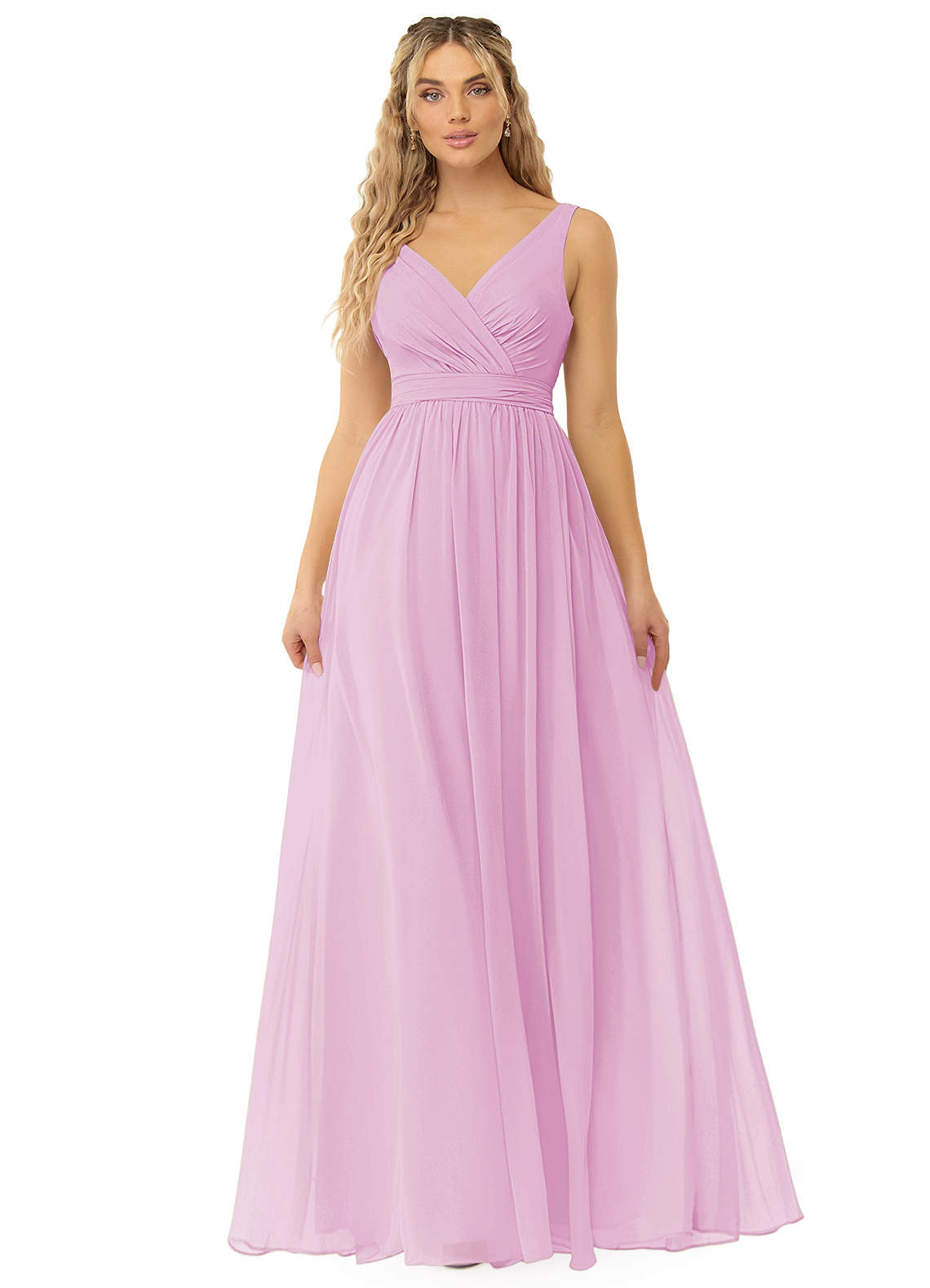 Azazie Kora Bridesmaid Dresses Candy Pink A-Line Pleated Chiffon Dress image1
