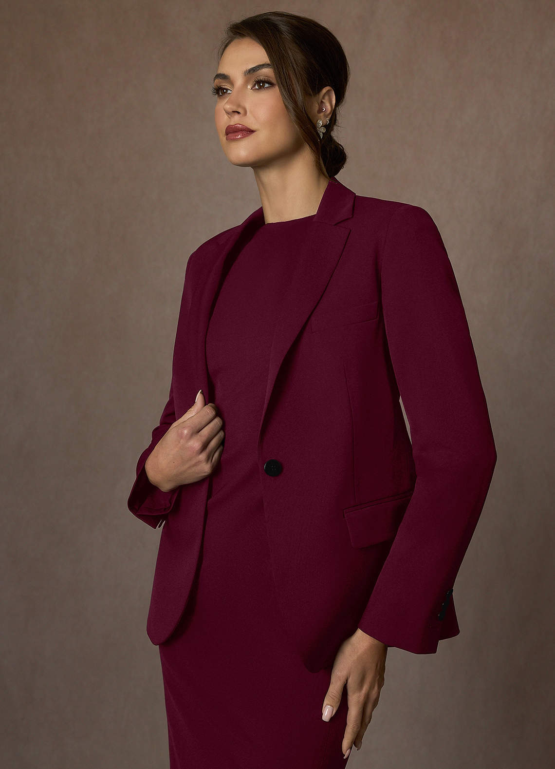 front Kennedy Burgundy Structured Stretch Dress
