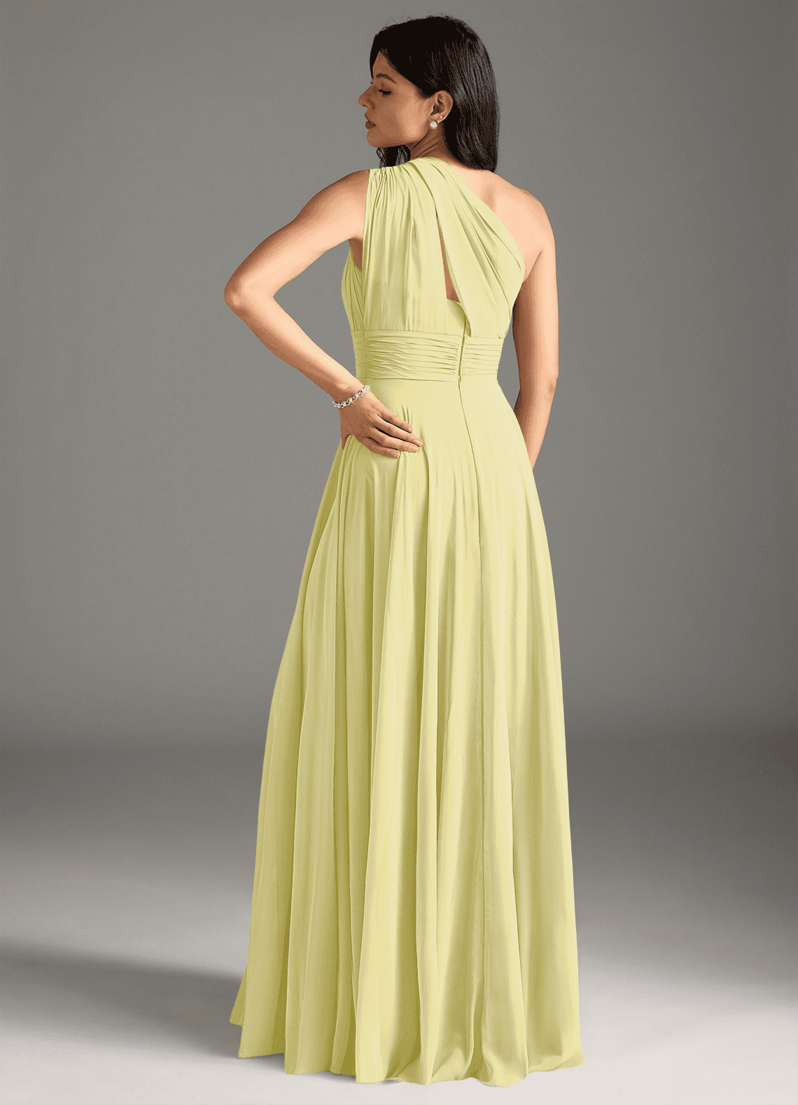 Azazie Charlize Abiti da Damigella Abito A-Line in Chiffon Monospalla Sorbetto Al Limone image1