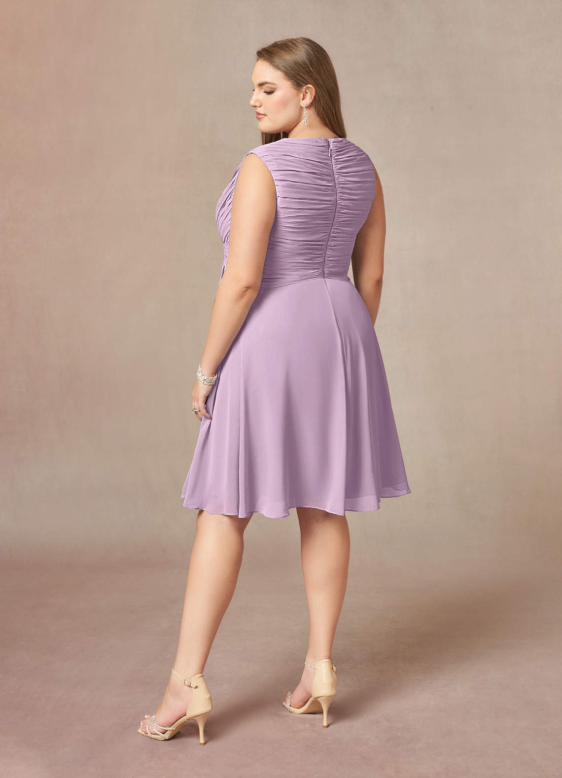 Azazie Theron Mother of the Bride Dresses Wisteria A-Line V-Neck Pleated Chiffon Dress image8