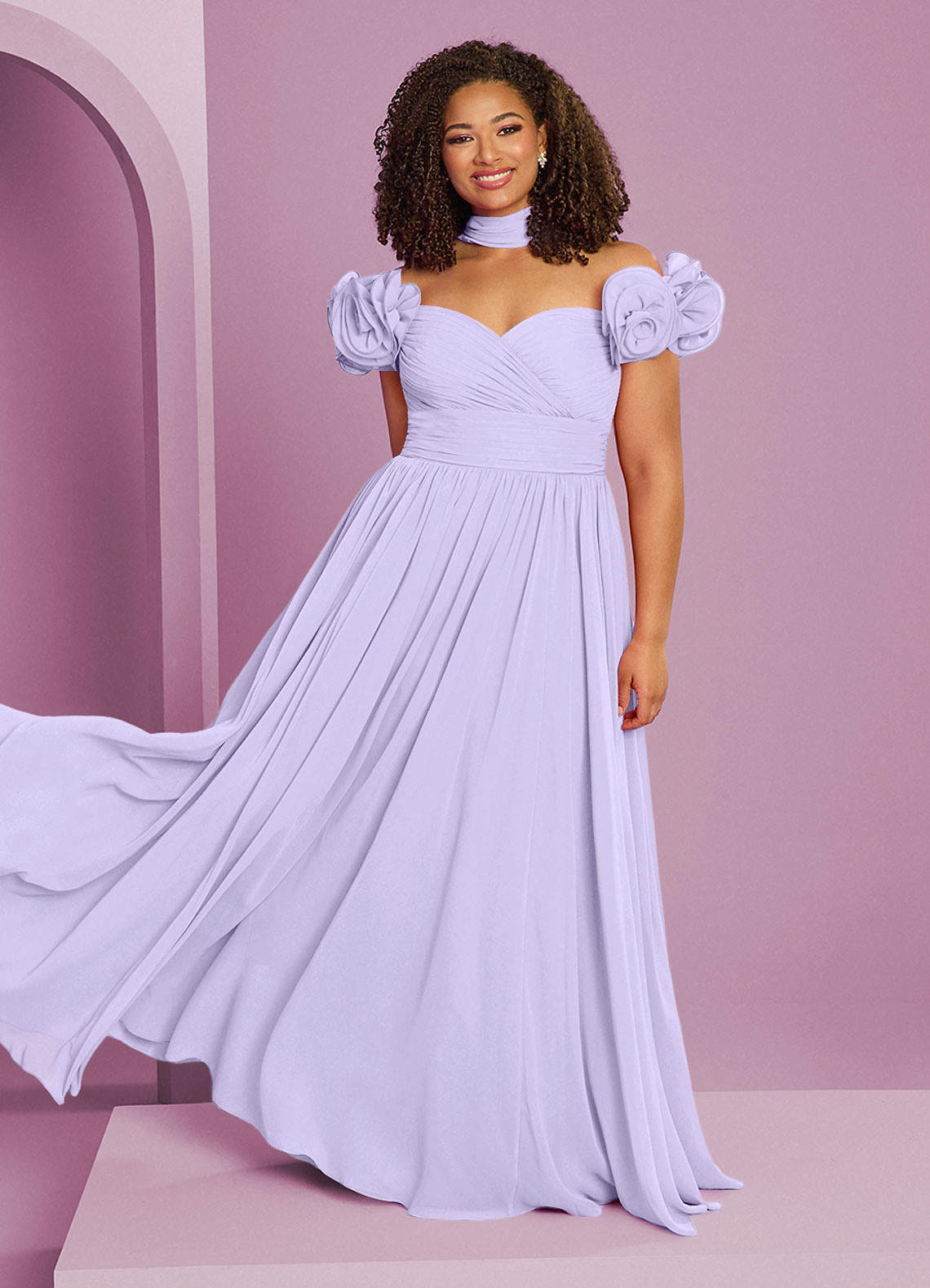 Barbie ♥ Azazie Bridesmaid Dresses Lilac A-Line Off the Shoulder Chiffon Convertible Dress image1