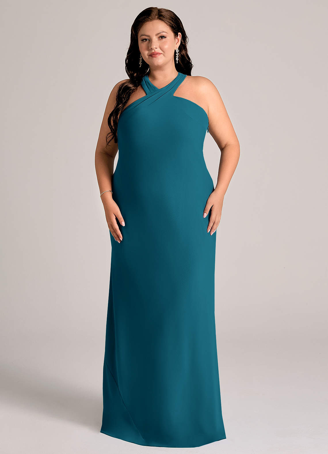 Azazie Doretta Jurken voor bruidsmeisjes Jurk van Chiffon met Zeemeermin Geplooid Inkt Blauw image1