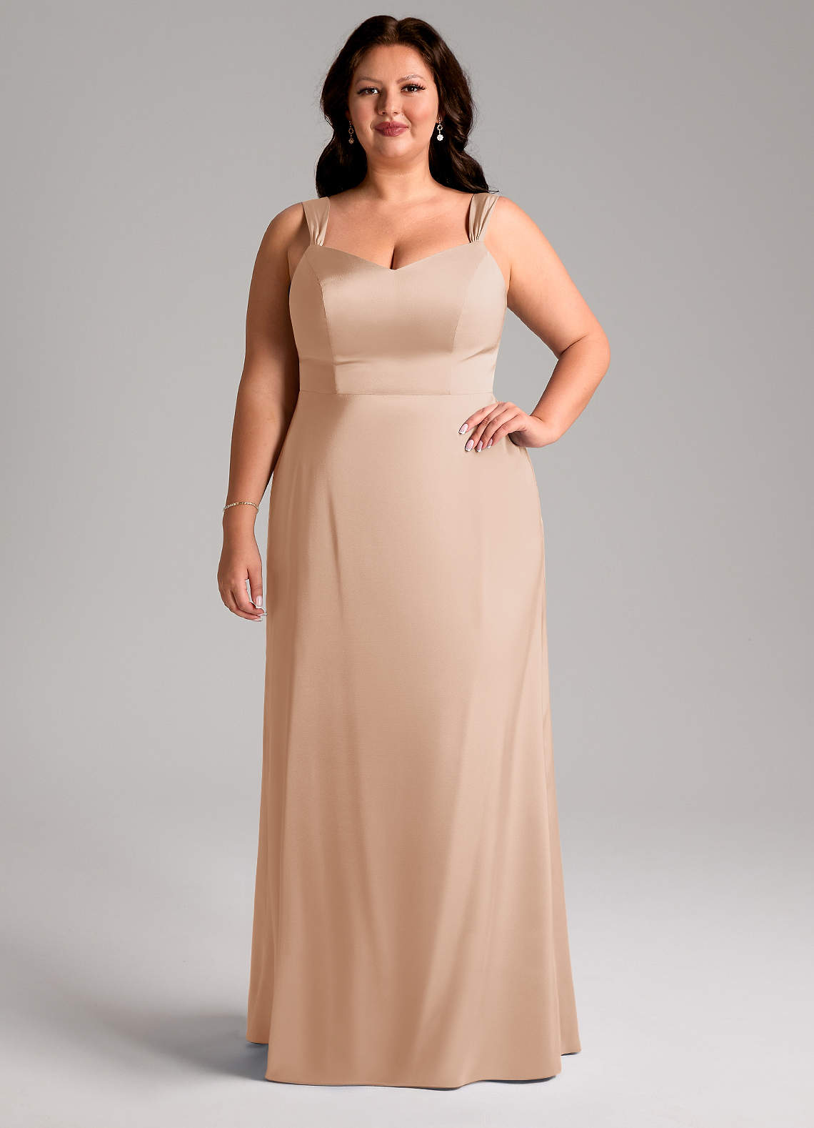 Azazie Denice Bridesmaid Dresses English Rose Sheath Pleated Stretch Satin Dress image7