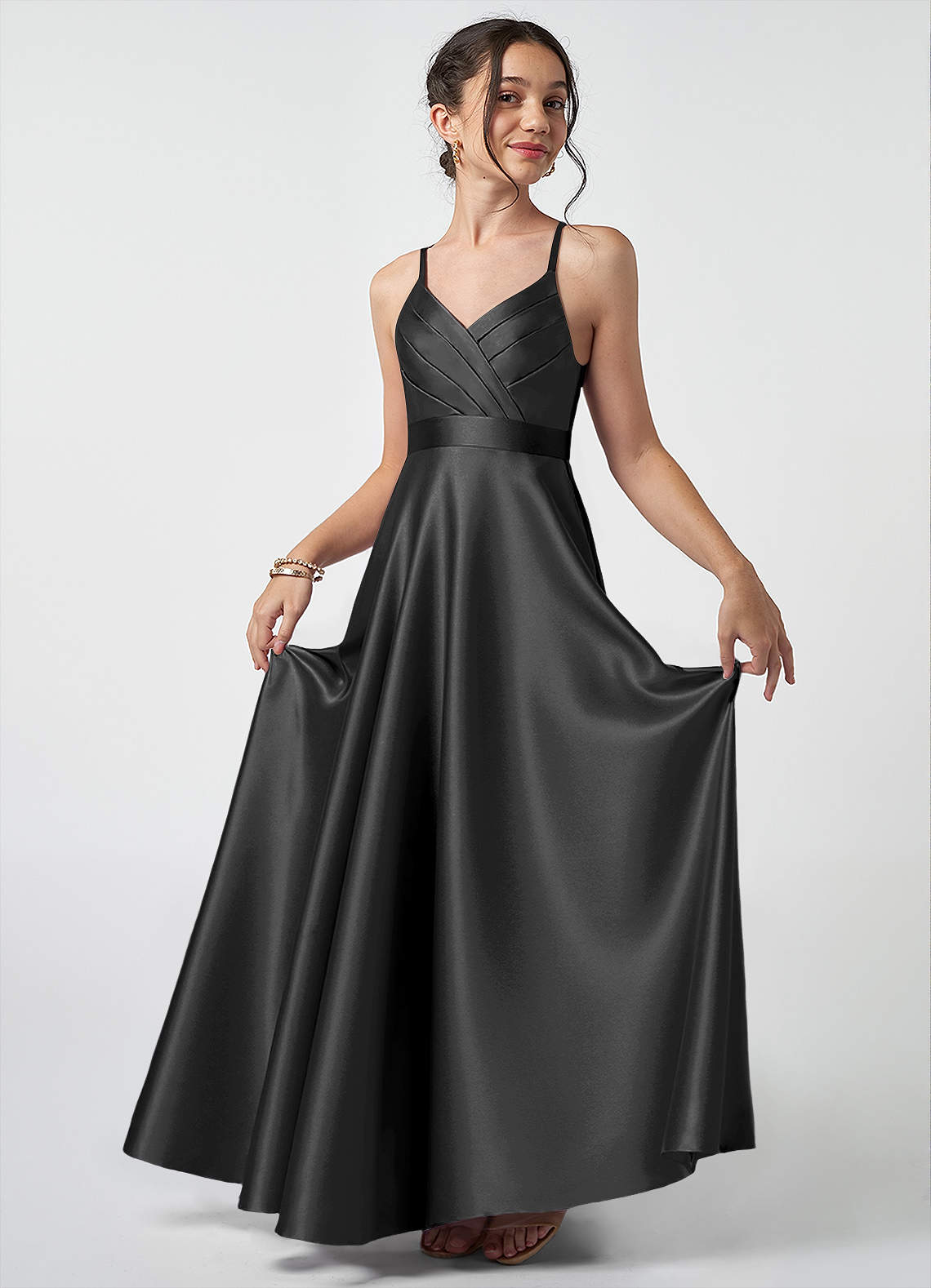 black satin junior bridesmaid dress A Line V Back Chiffon Lace Junior Bridesmaid Dress, Cabernet