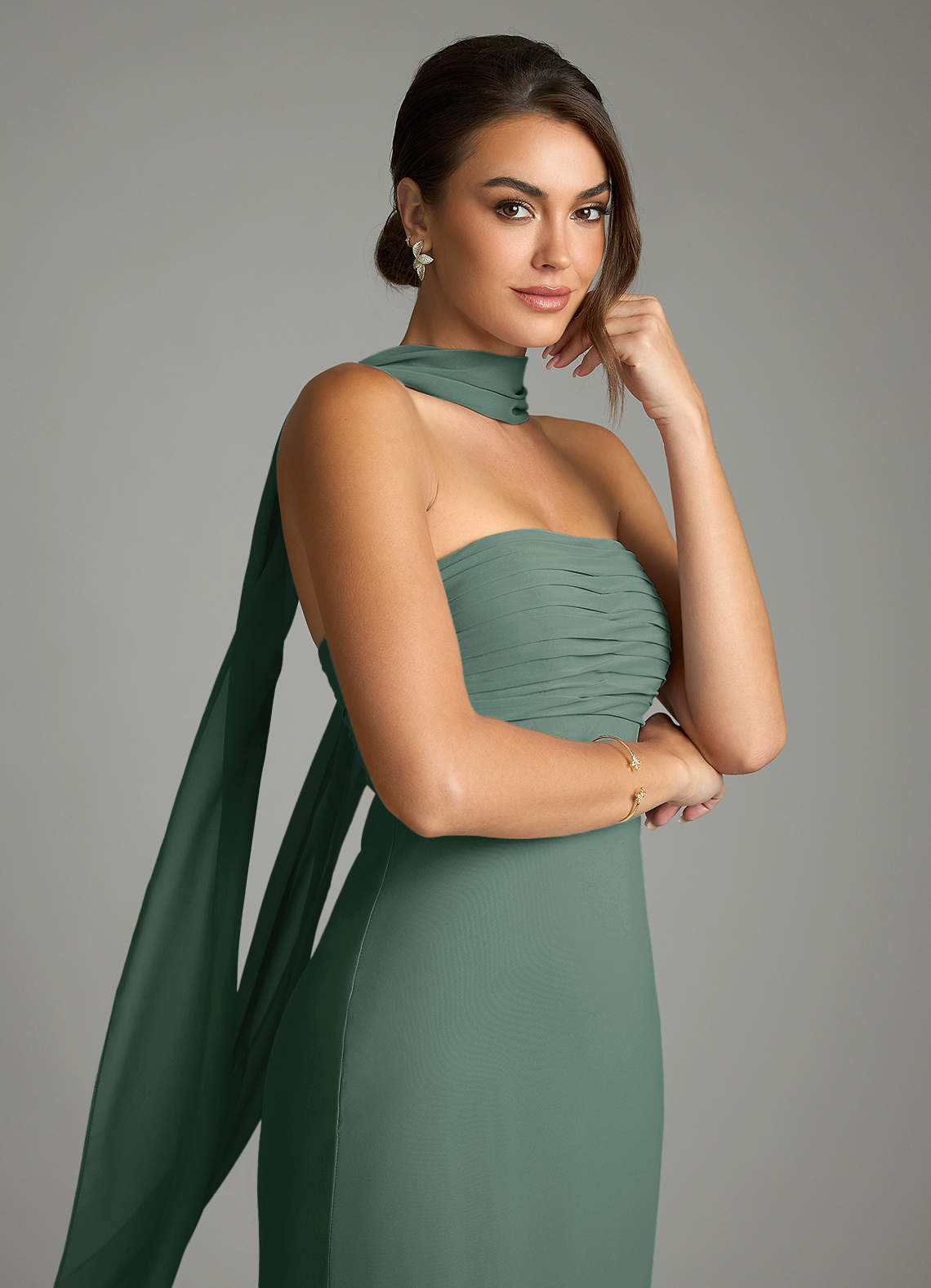 Azazie Saylor Sea Moss Chiffon Bridesmaid Dresses | Azazie