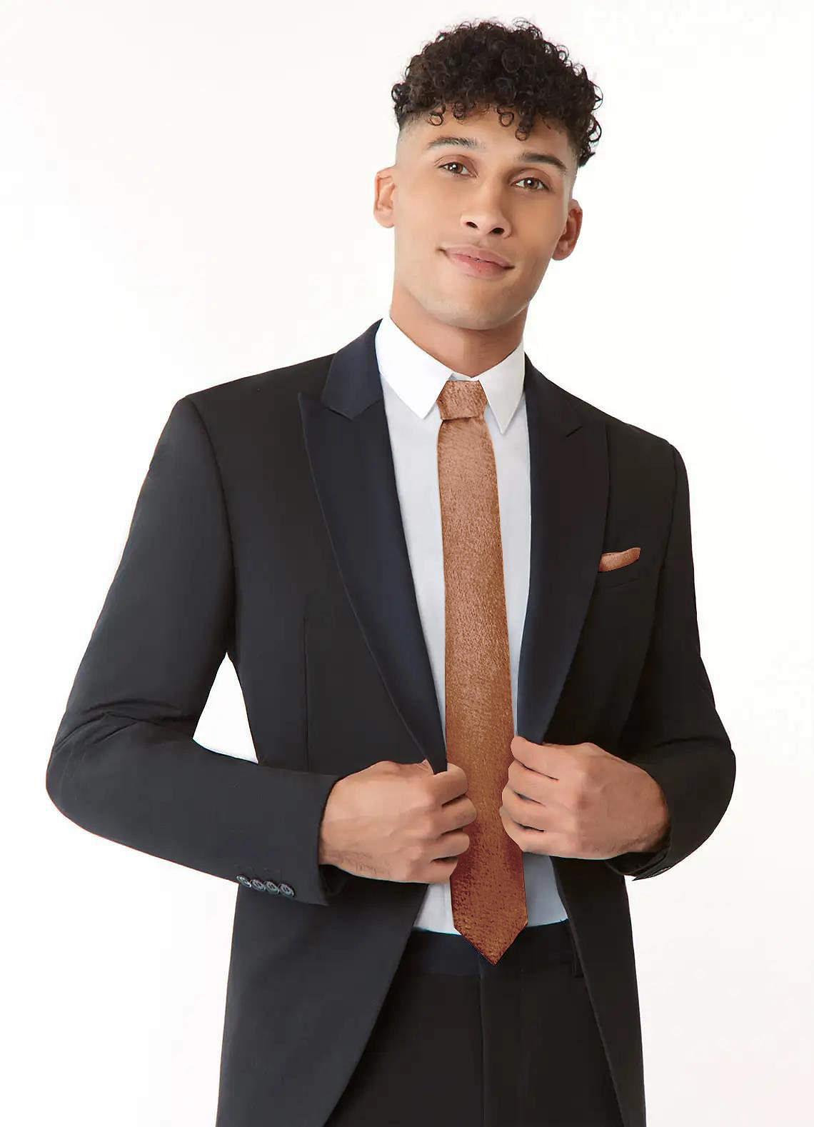 front Metallic Satin Wide Tie and Pocket Square Set