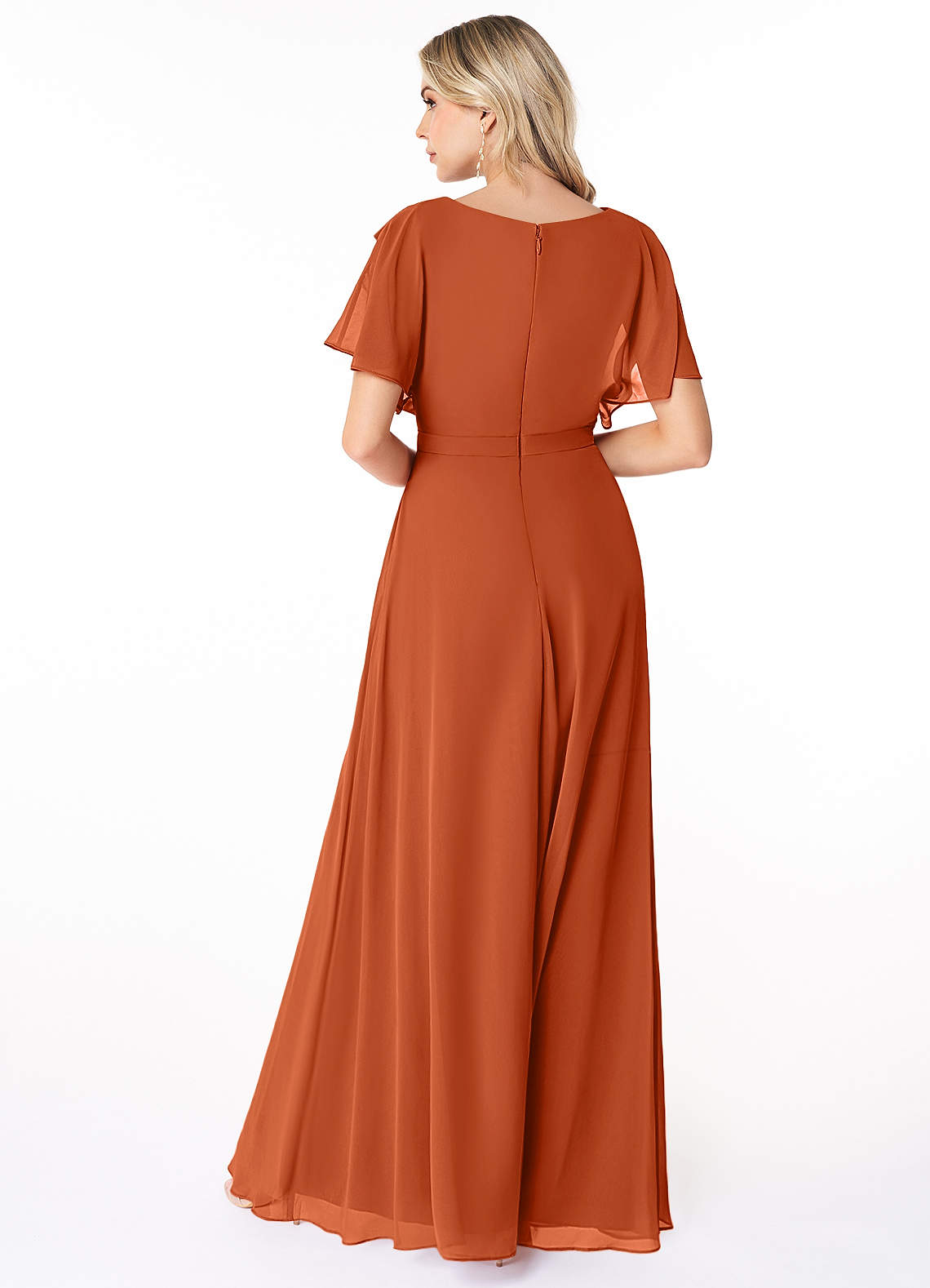 Azazie Aaliyah At-home Try On Dresses A-Line Scoop Pleated Chiffon Floor-Length Dress image1