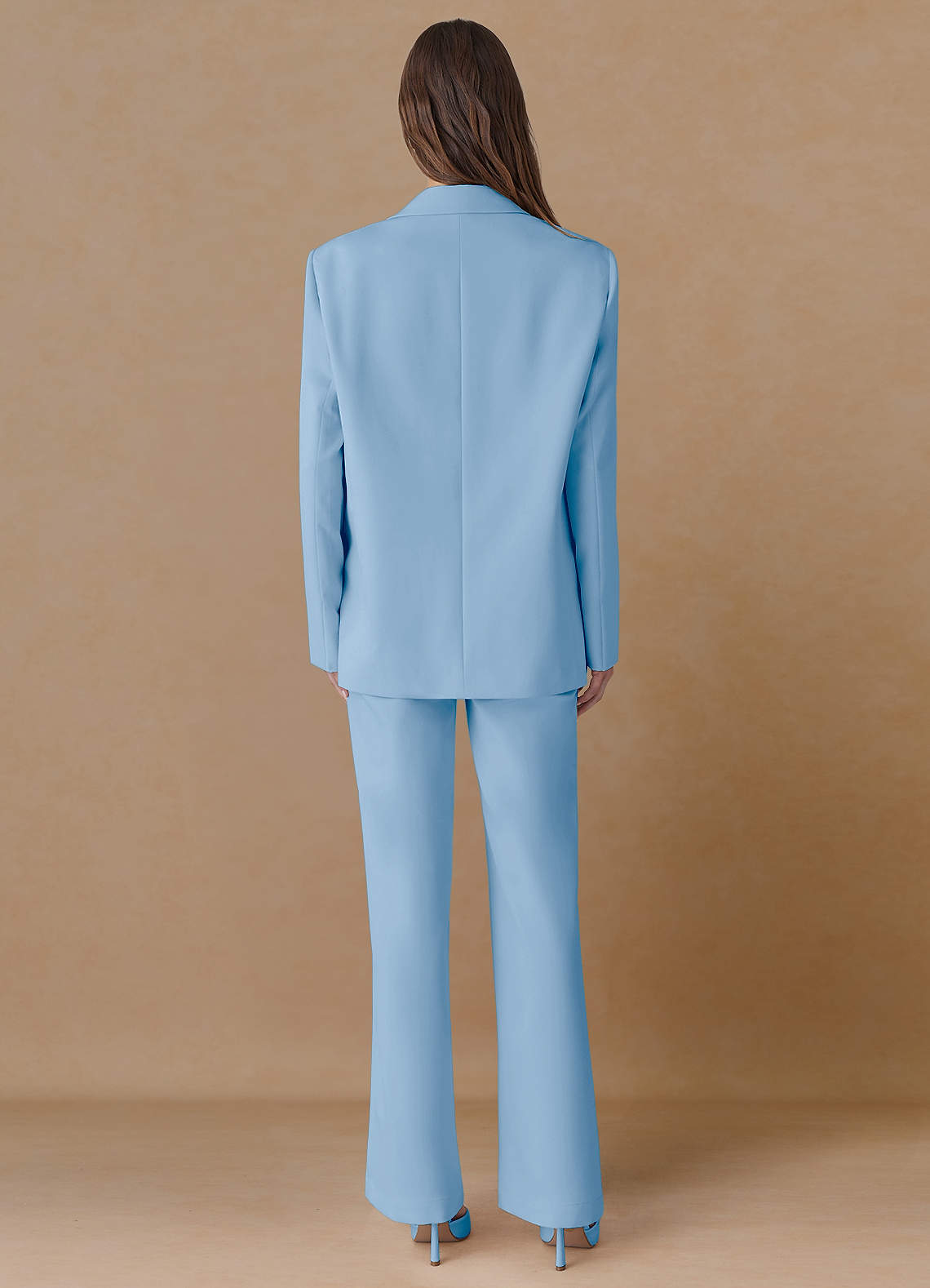 front Marina Sky Blue Refined Weave Straight-Leg Pants