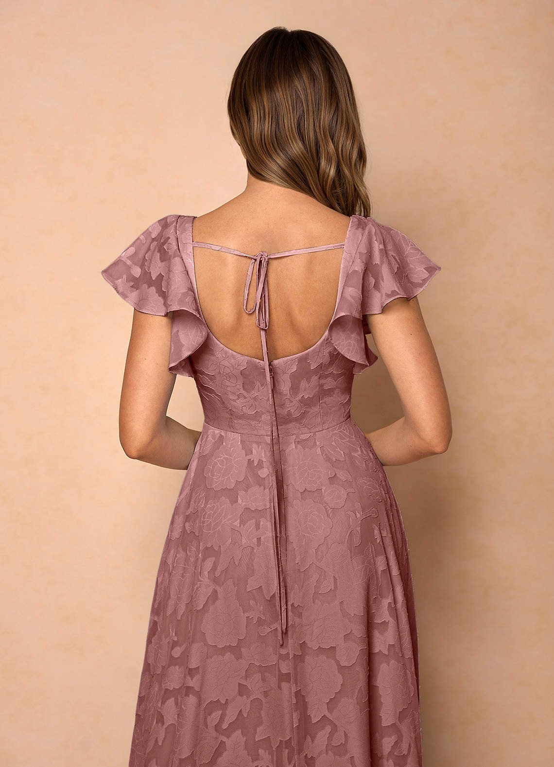 Azazie Plus Size Floor-Length Maxi Dresses A-Line Wedding Guest Formal Dresses Square Ruffles Light Pink