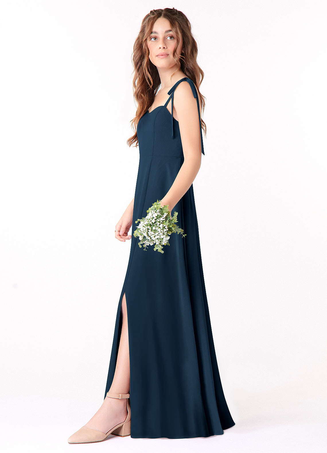 Azazie Rosey Junior Dark Navy A-Line Sweetheart Neckline Chiffon Dress image2