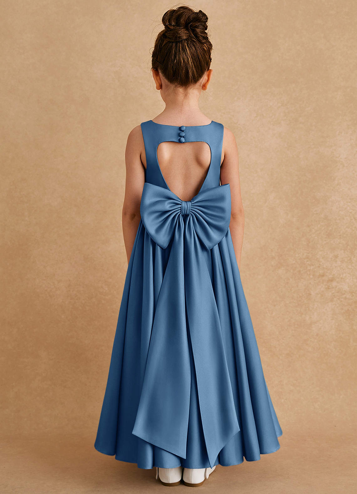 Azazie Bettie Flower Girl Dresses Twilight A-Line Bow Matte Satin Dress image1