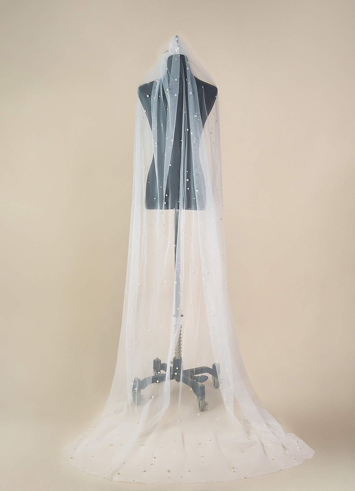 front Quin Pearl Chapel Length Veil