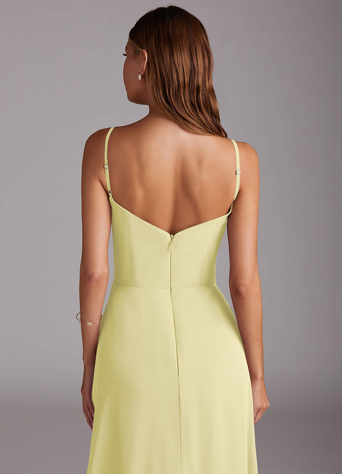 Azazie Marley Abiti da Damigella Abito Convertibile A-Line in Chiffon a Spalla Scoperta Sorbetto Al Limone image10