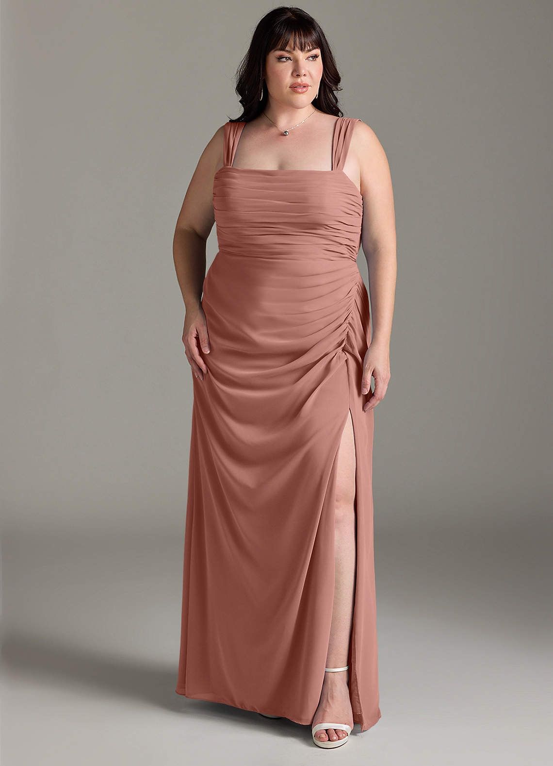 Azazie Jesaphine Bridesmaid Dresses Cedar Rose Sheath Bow Chiffon Dress image7