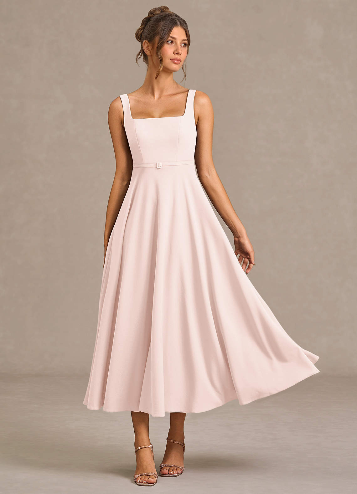 Robe Mi-Longue Rose Poudré Zosia image1