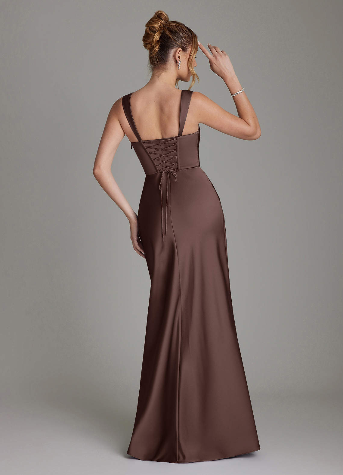 Azazie Agustina Bridesmaid Dresses Ganache Mermaid Corset Stretch Satin Dress image1