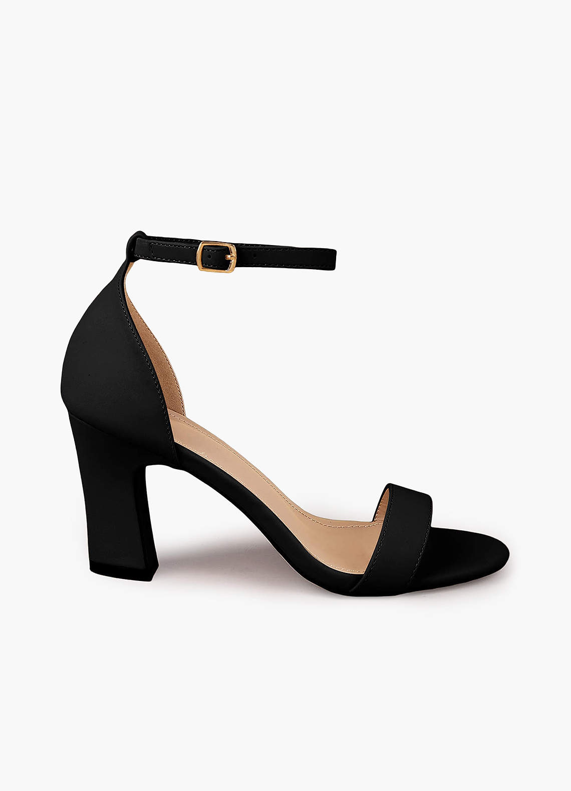 Black One-Strap Buckle Chunky Heel Sandals Azazie