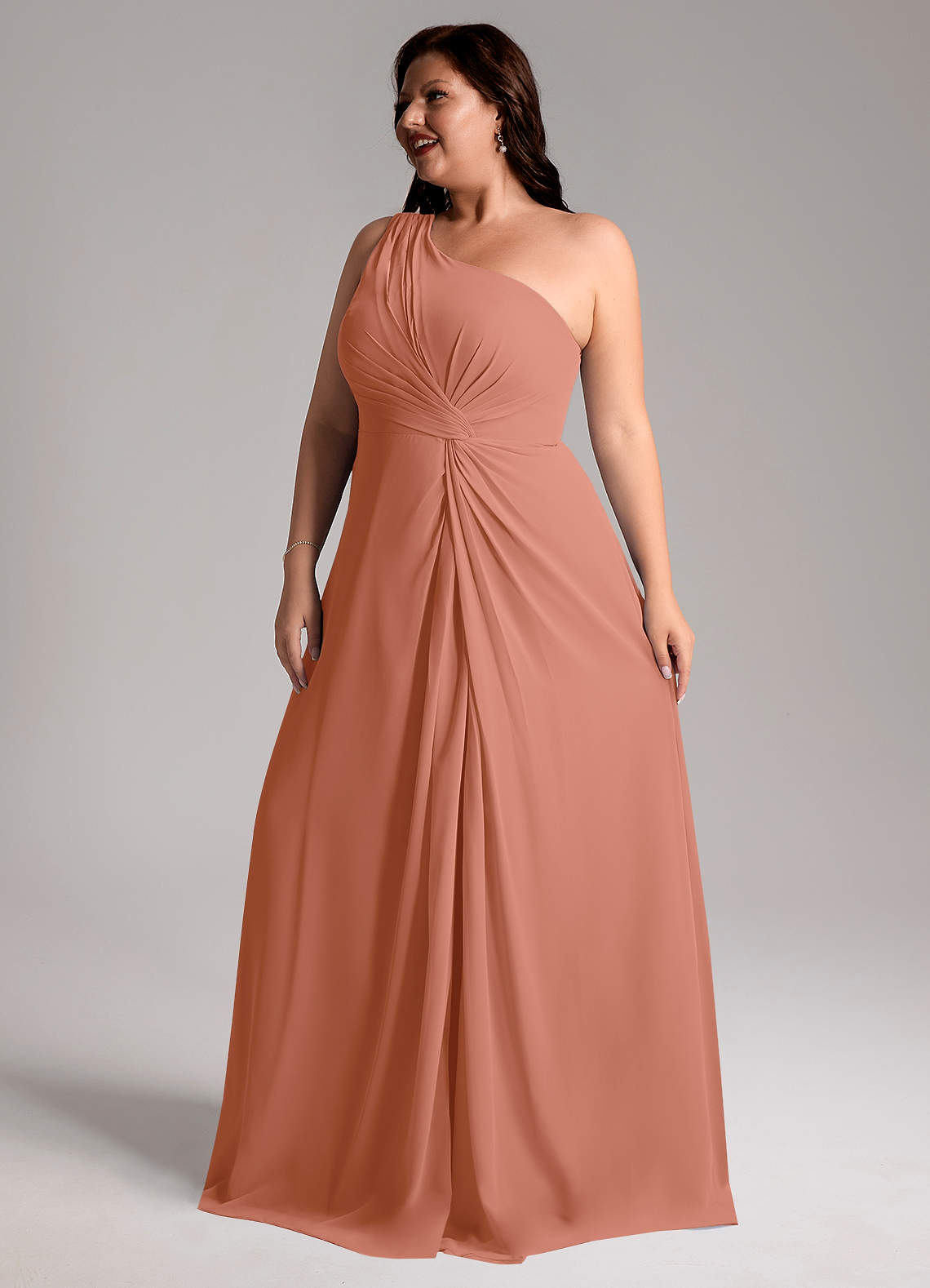 Azazie Brooke Bridesmaid Dresses MAI TAI A-Line One Shoulder Chiffon Dress image12