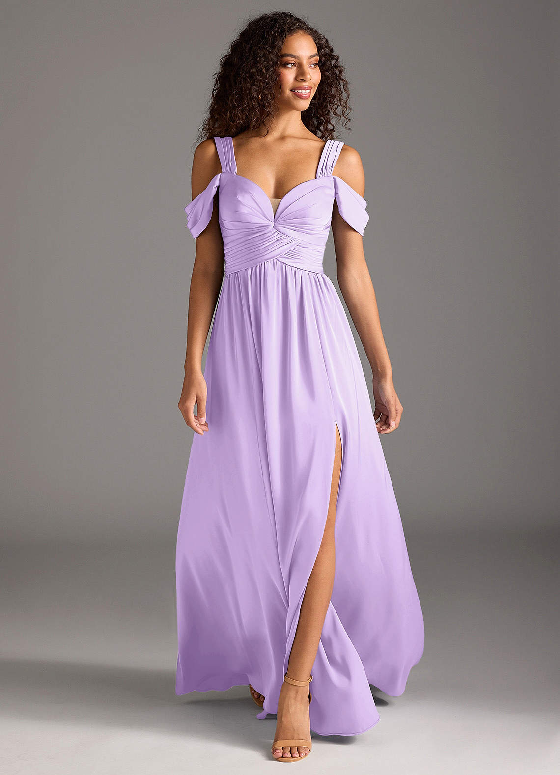 off the shoulder purple bridesmaid dress Azazie Lianne This KissProm A
