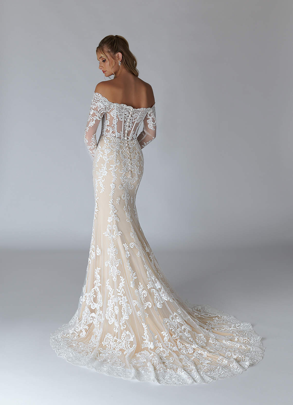 Azazie Solaris Wedding Dresses Diamond White Champagne A-Line V-Neck Sequins Tulle Dress image3