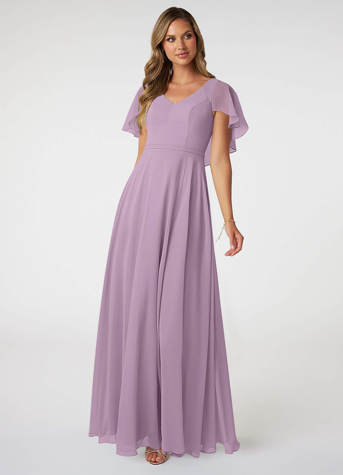 Azazie Jamie Bridesmaid Dresses Wisteria A-Line Chiffon Dress image1