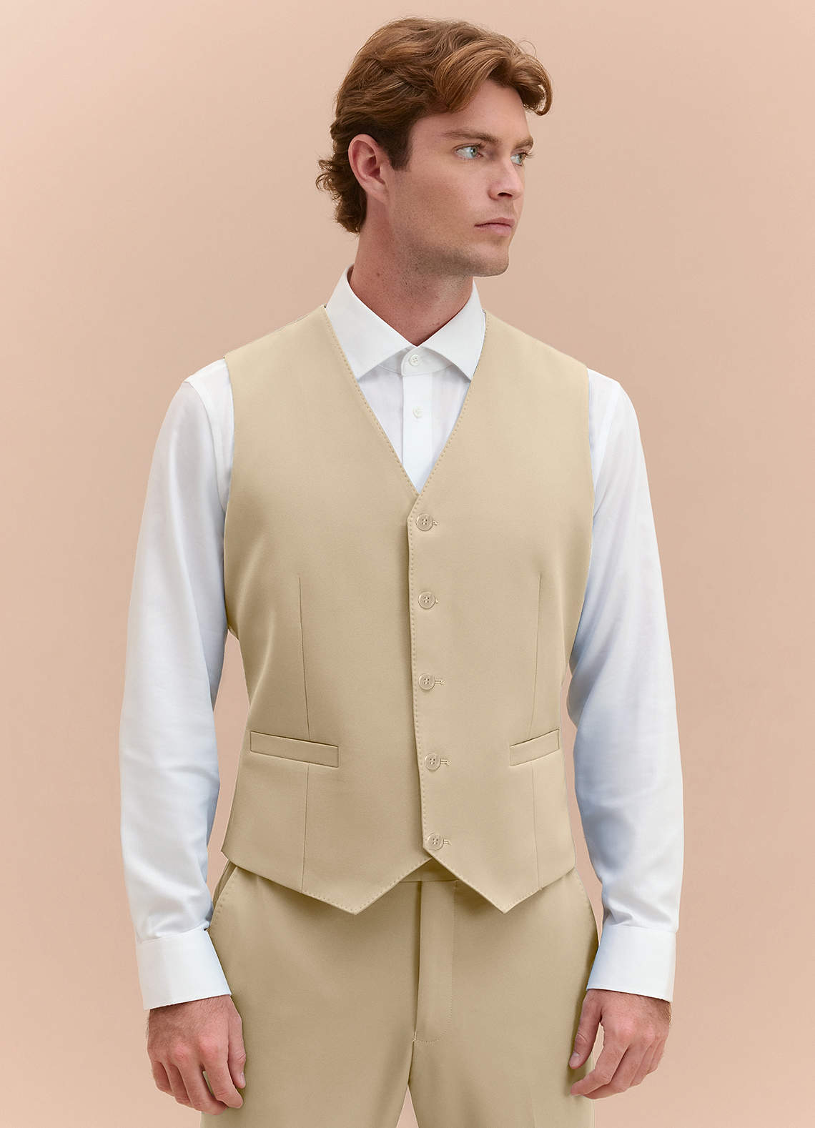 front James Champagne Structured Stretch Suit Vest