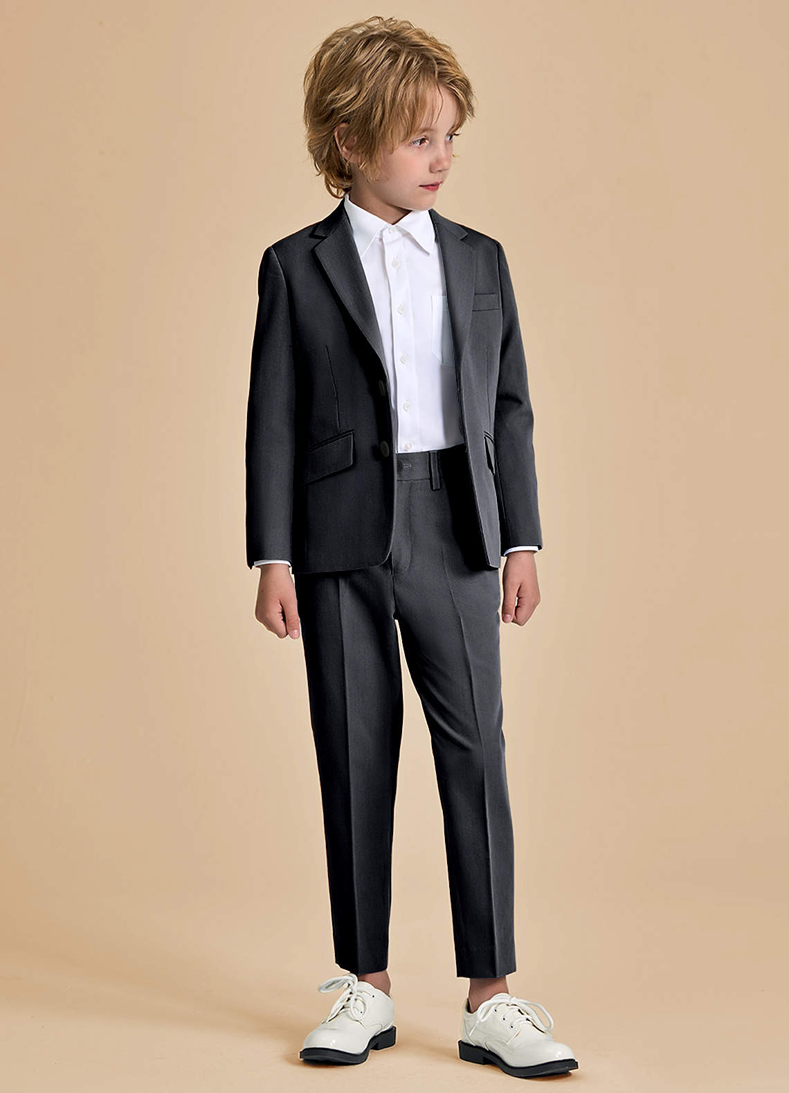 front Oliver Boys Charcoal 2-Piece Suit