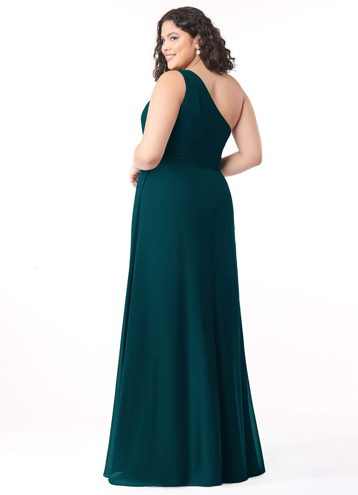 white christmas dresses Duntery One Shoulder Chiffon Bridesmaid Gown with Flutter Sleeves, Terracotta main image 0
