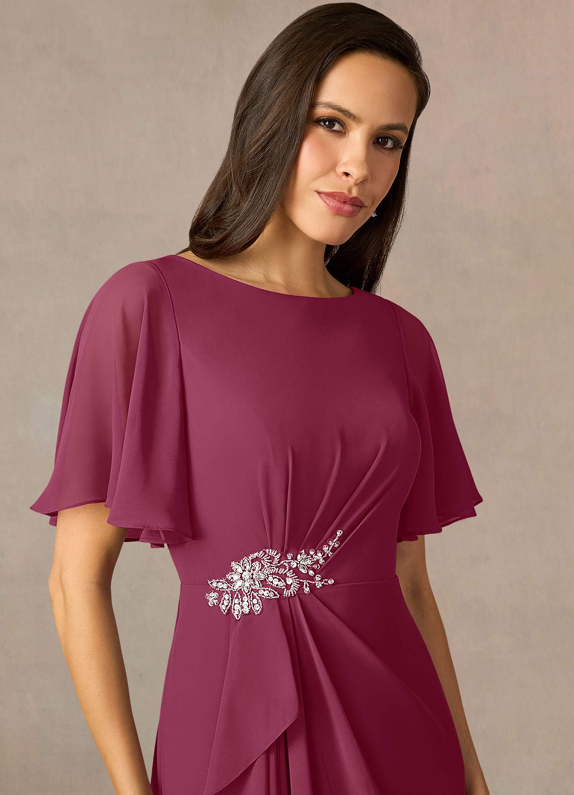 Azazie Rain Abiti per la Madre della Sposa Abito Tubino in Chiffon Perline Gelso image9