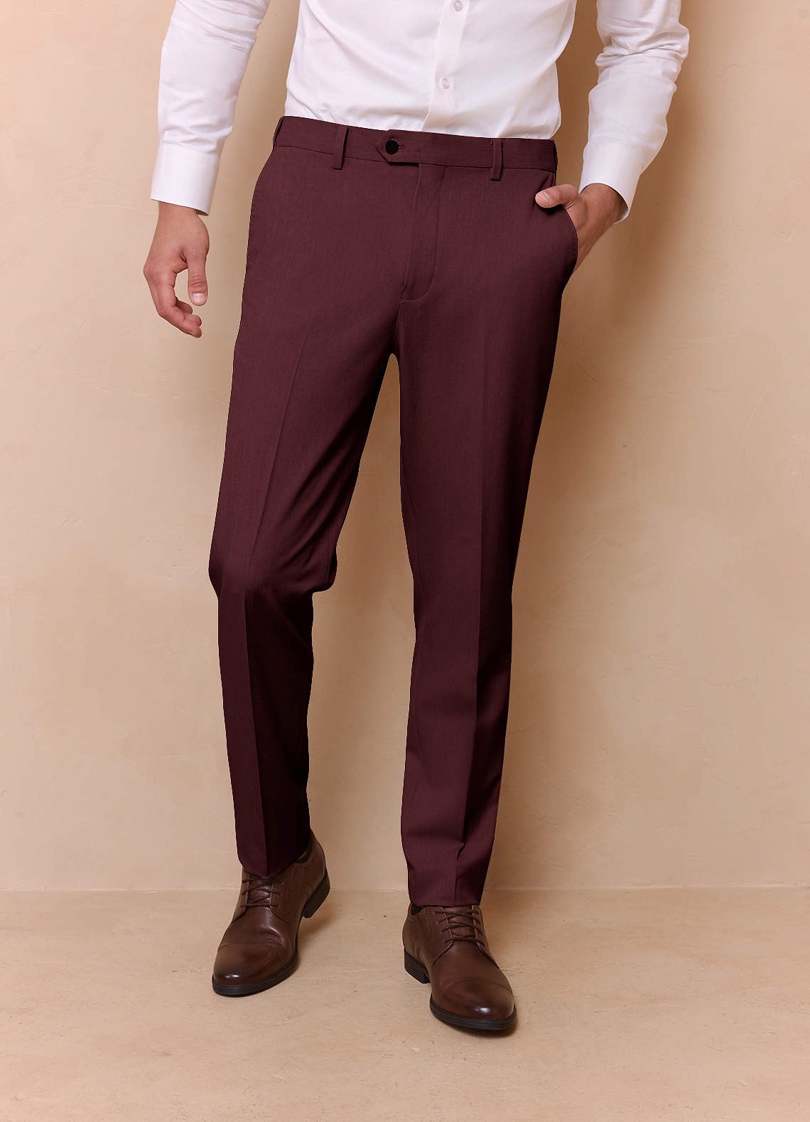 front James Cabernet Structured Stretch Dress Pants