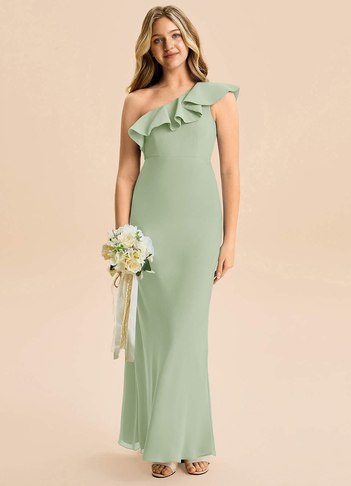alissa formal dress Azazie Junior Ready to Ship Bridesmaid in Dusty Blue limited-edition