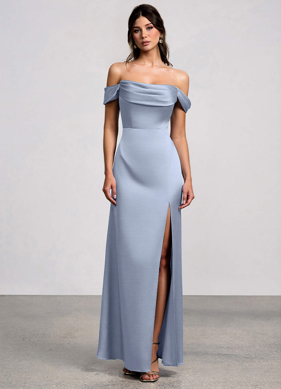 dusty blue satin maxi dress Baltic Born Womens Vara Satin Maxi Wrap Dress | Dusty Blue