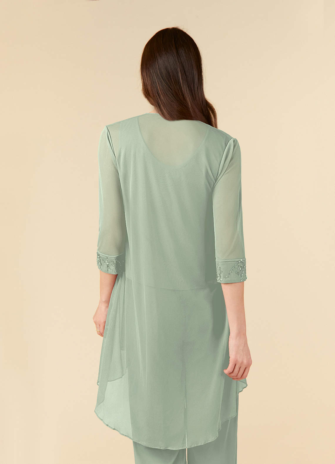 Azazie Frances Mother of the Bride Dresses Dusty Sage Jumpsuit/Pantsuit Scoop Mesh Dress image5