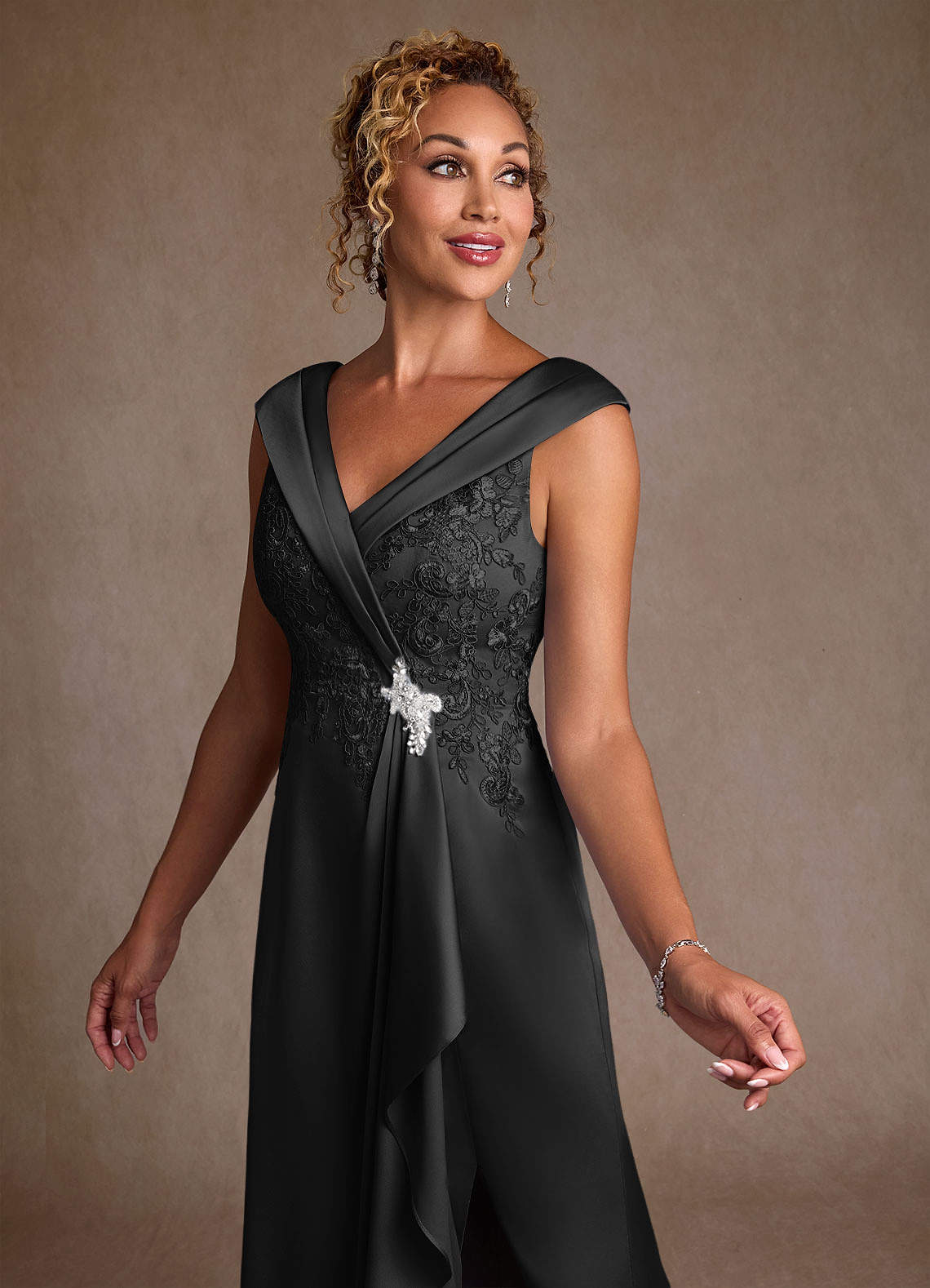 Azazie Santa Monica Black A-Line Lace Dress | Azazie