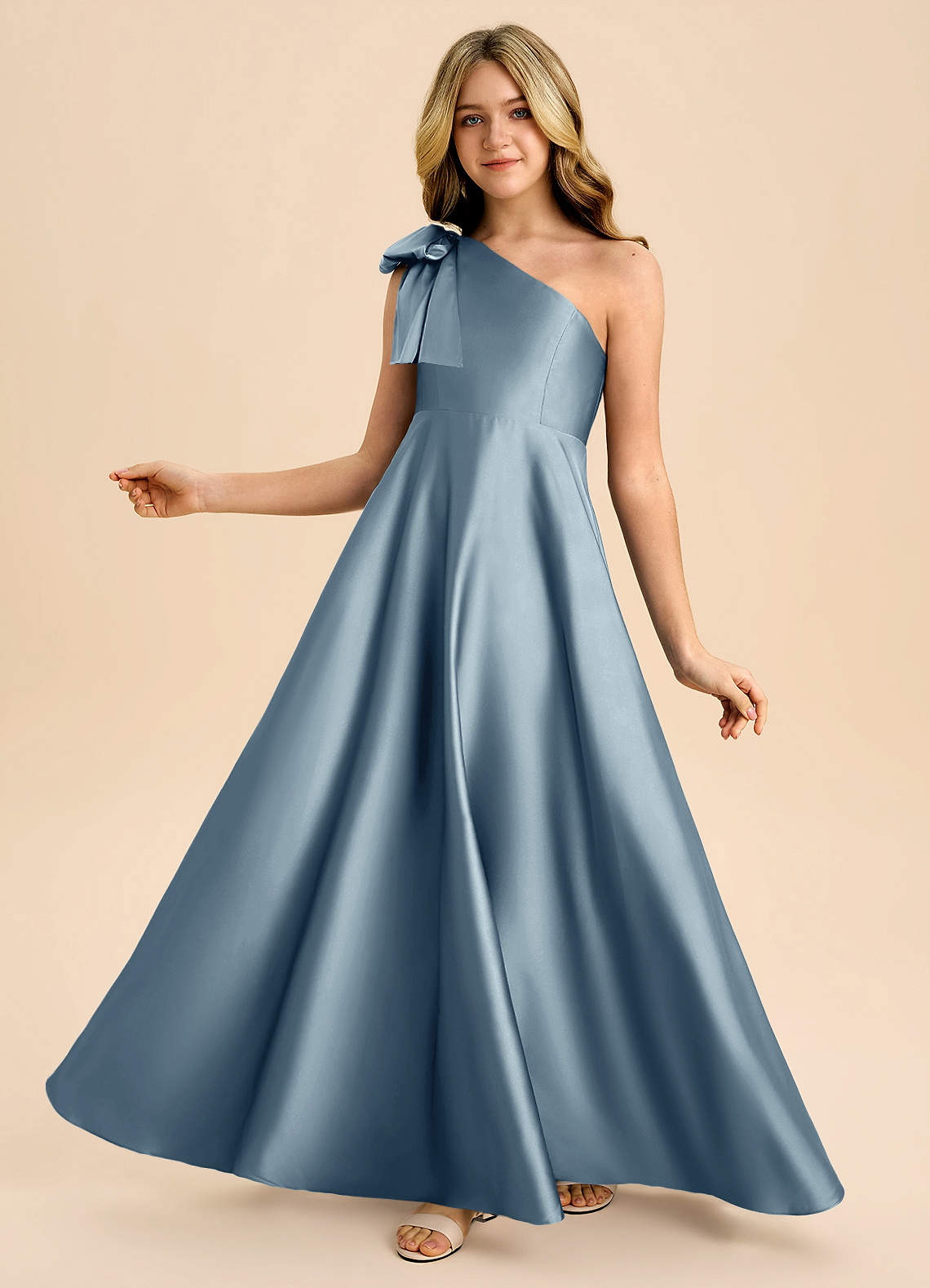 Azazie Penguin Junior Bridesmaid Dress in Dusty Blue