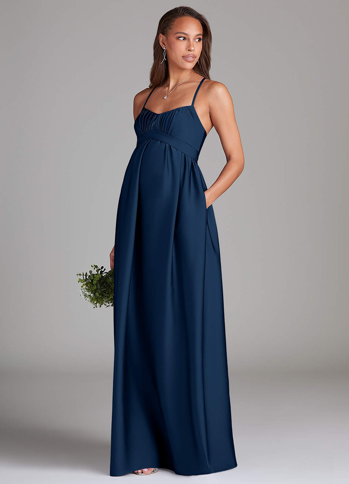 blue dress for baby girl Spaghetti Strap Cold Shoulder A-Line Maternity Dress main image 0