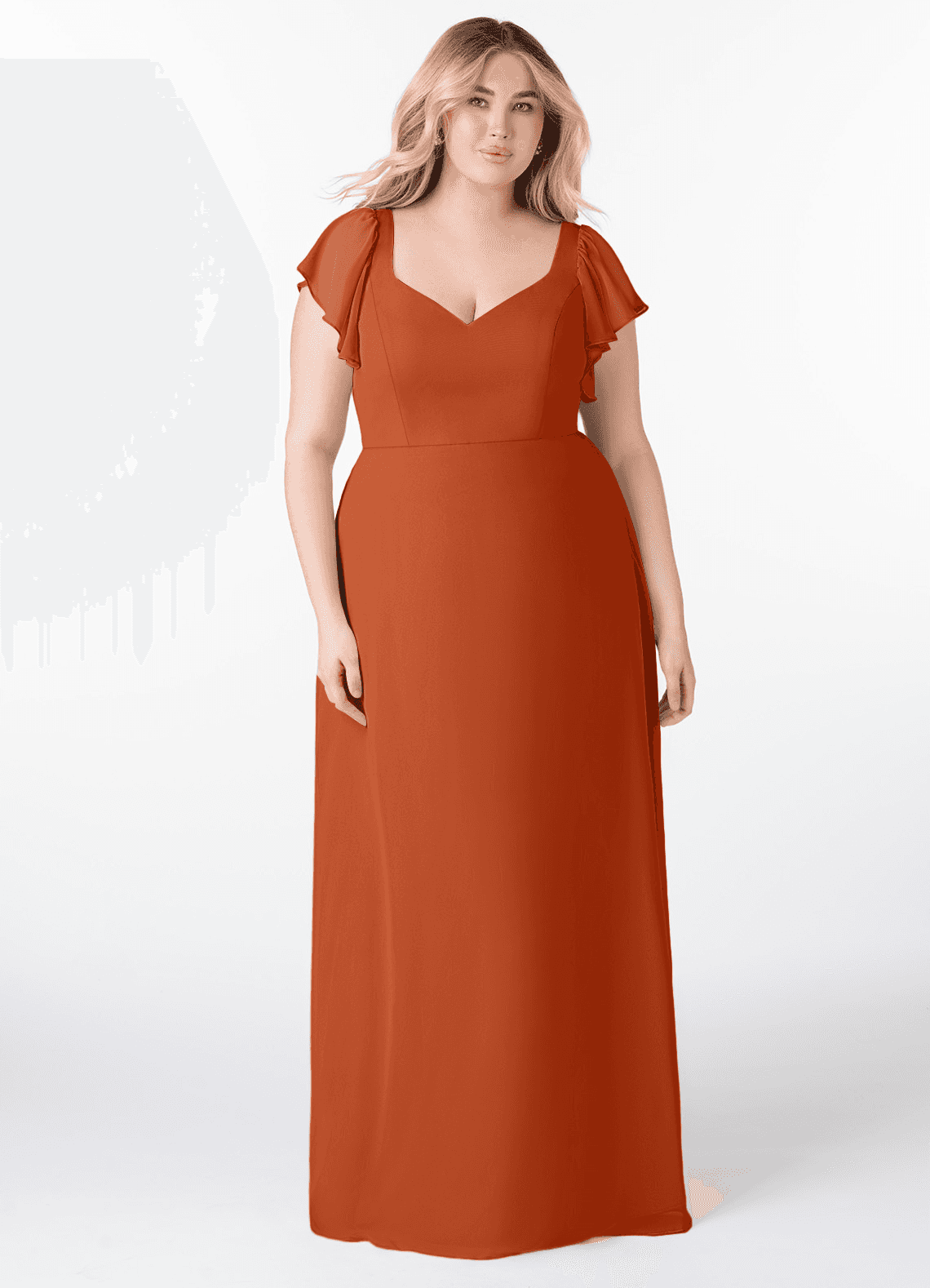 Azazie Syenna Bridesmaid Dresses Burnt Orange A-Line Ruched Chiffon Dress image1