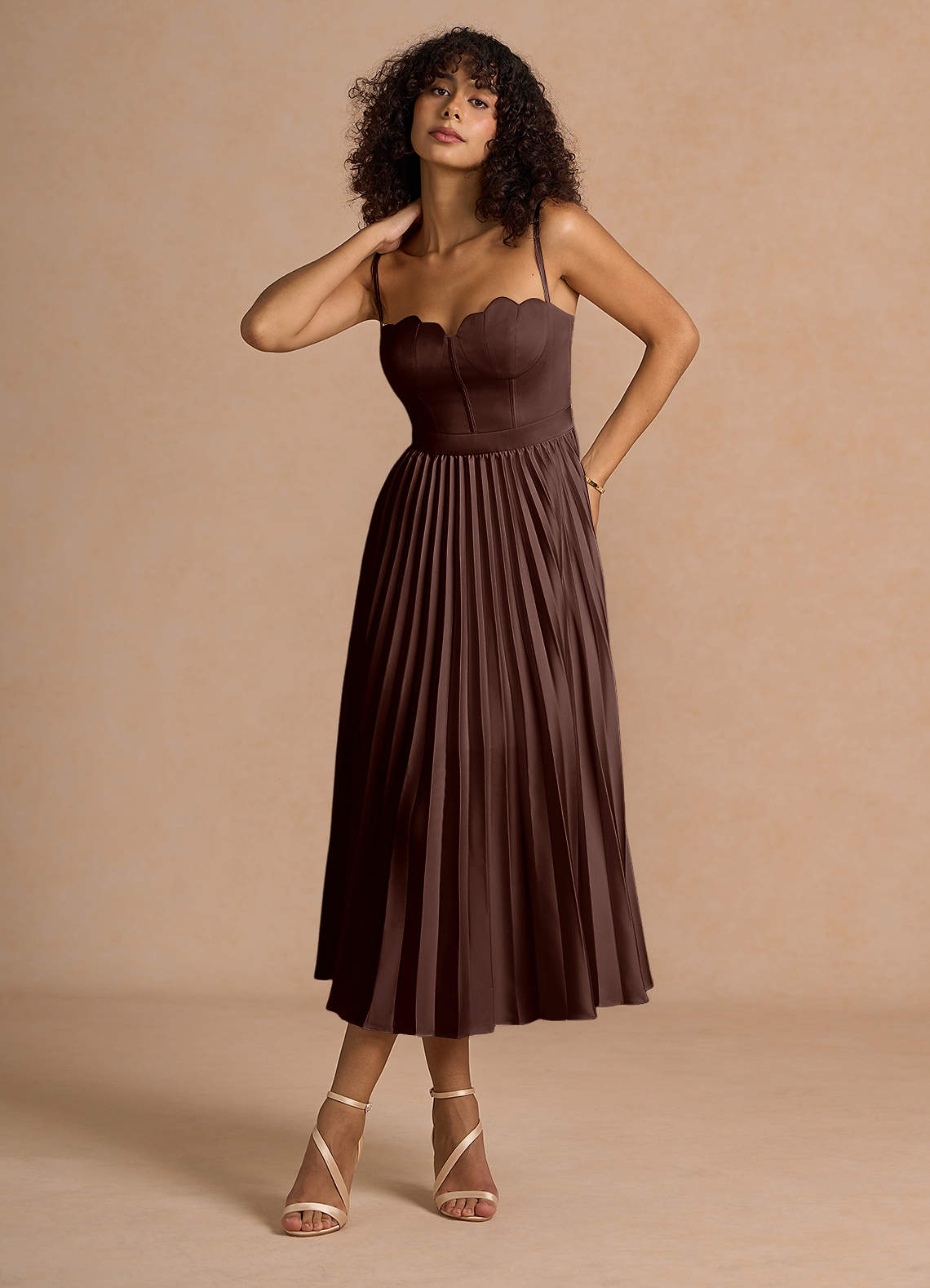 Amélie Mocha Coco Midi Dress Ready to Ship | Azazie
