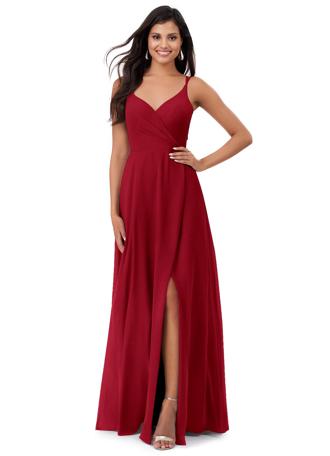 Azazie Lennon Bridesmaid Dresses Scarlet A-Line Lace Chiffon Dress image1