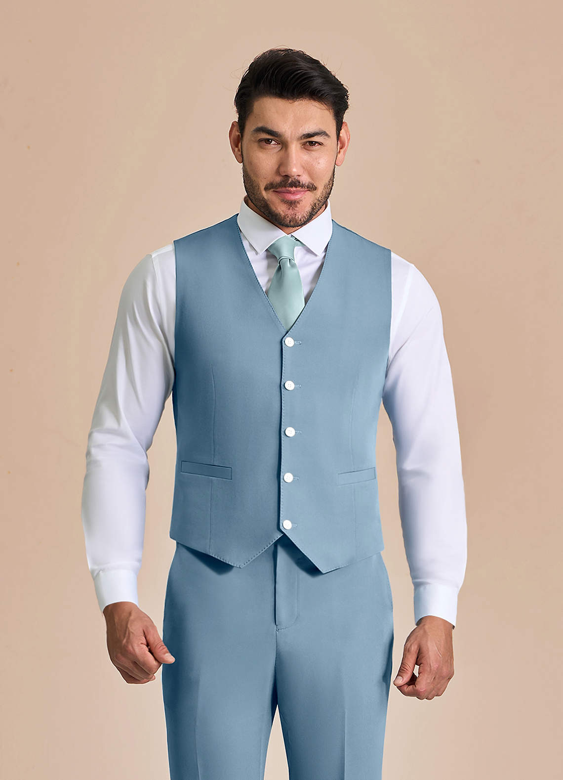 front James Light Blue Structured Stretch Suit Vest