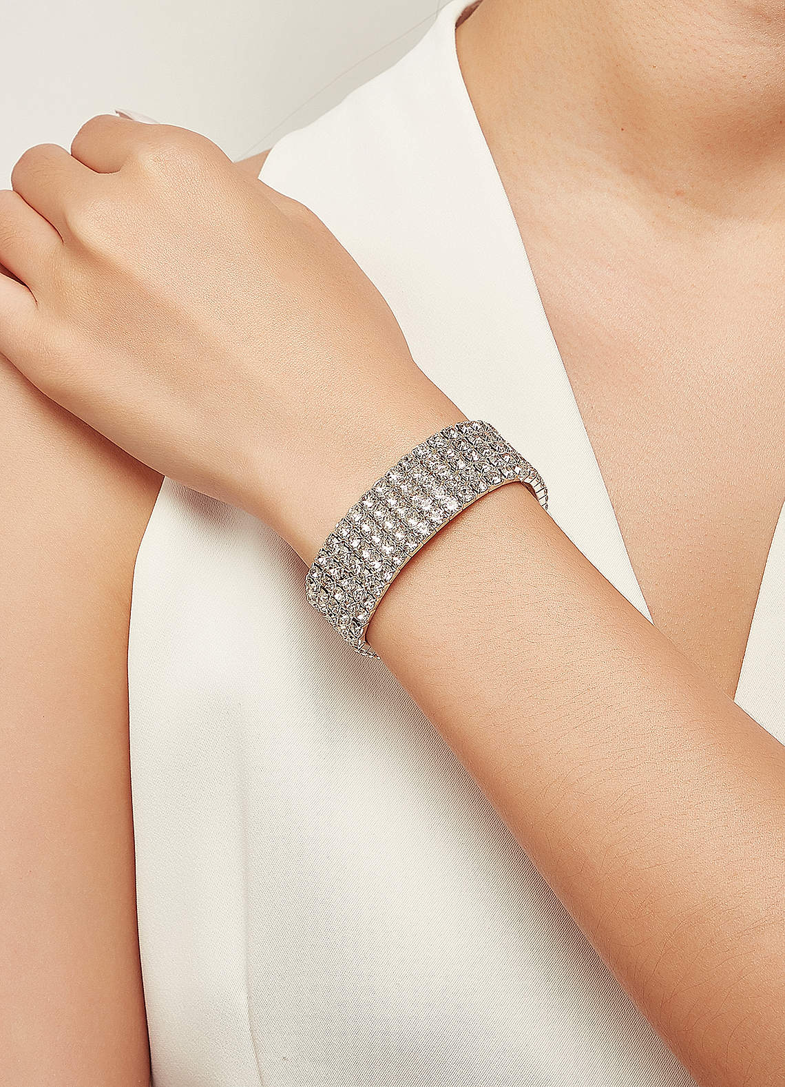 front Armband met meerdere lagen stretch-strass