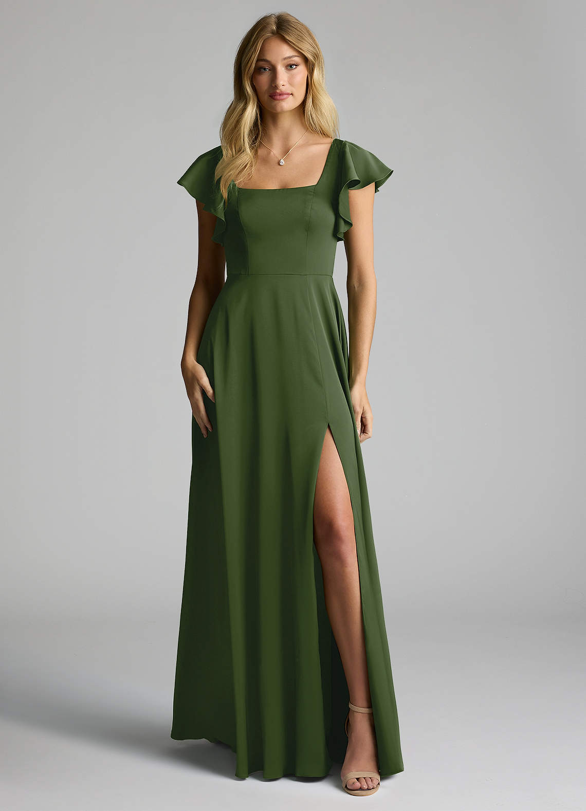 Azazie Bondi Bridesmaid Dresses Juniper A-Line Bow Stretch Satin Dress image4