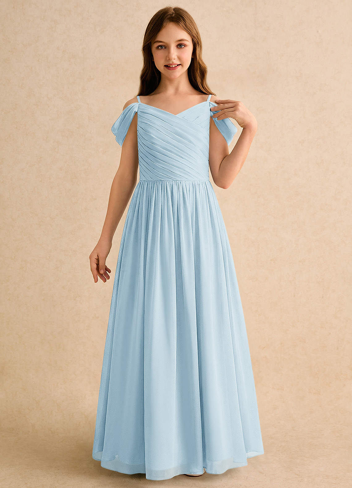 little girls formal dress Azazie A-Line V-Neck Floor-Length Chiffon Girl Dresses Birthday dress