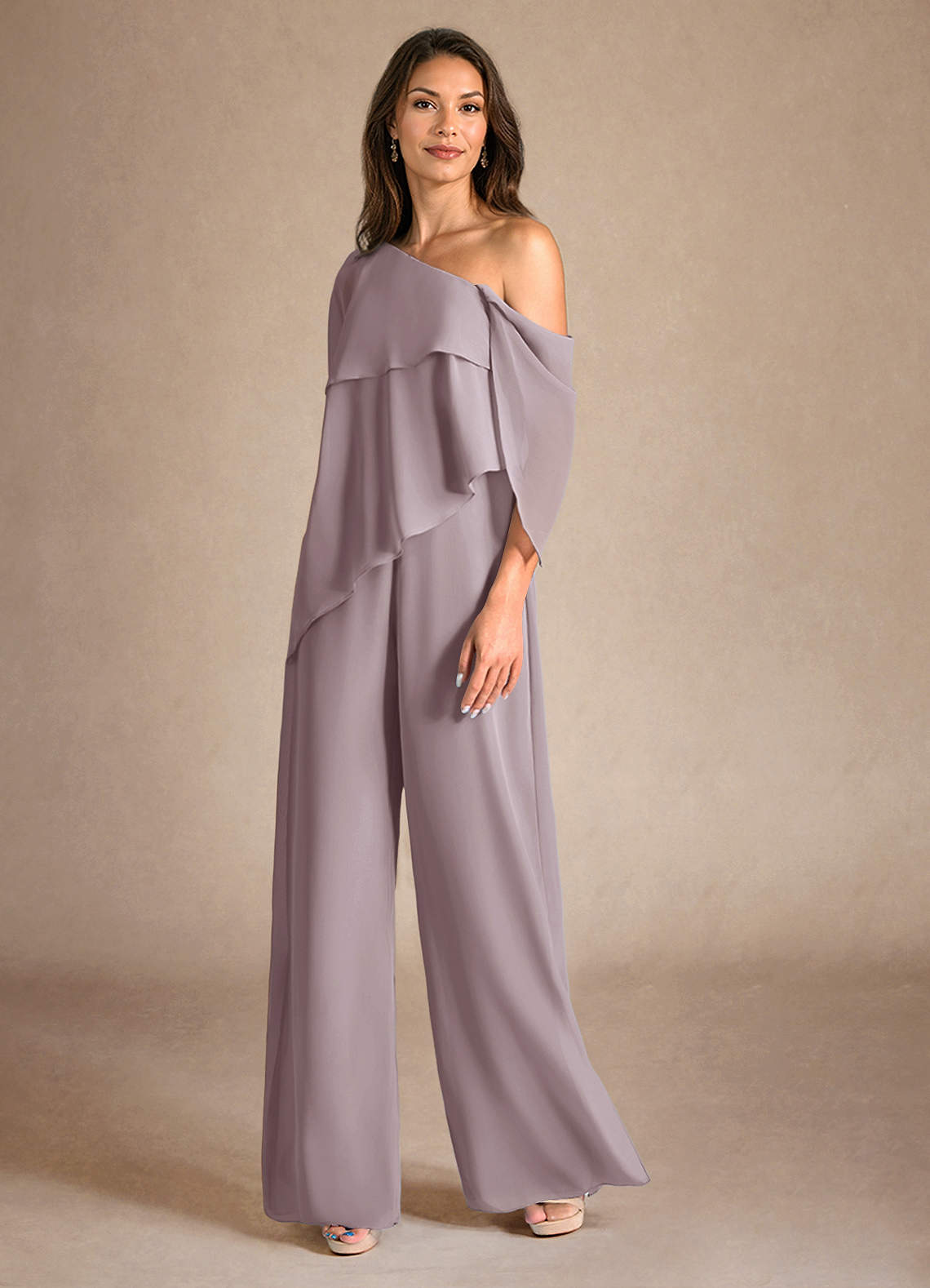 Azazie Halima Abiti per la Madre della Sposa Abito Tuta Pantaloni in Chiffon Spacco Laterale Dusk image1