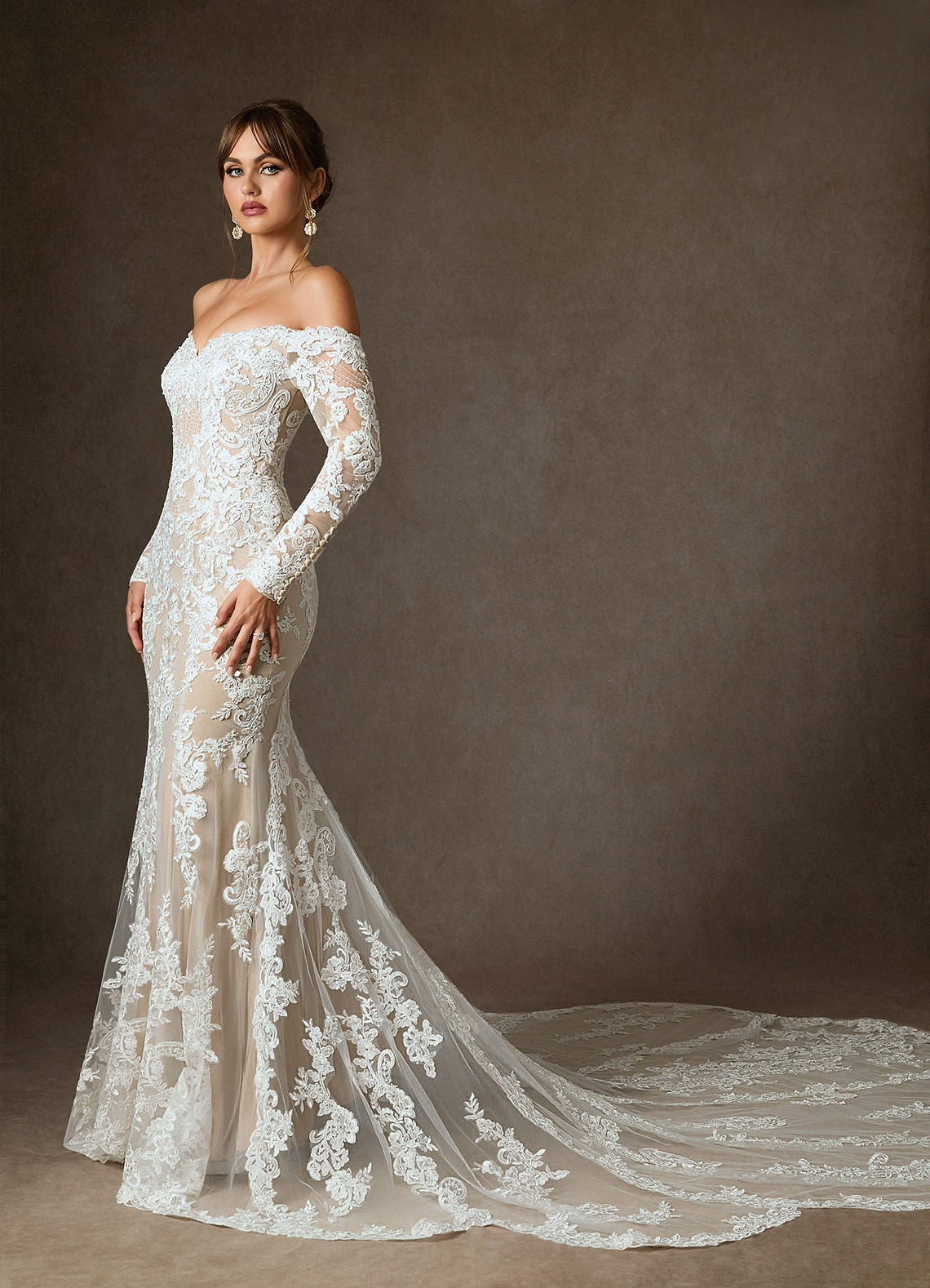 Azazie Empiria Wedding Dresses Diamond White Champagne Mermaid Sequins Tulle Dress image5