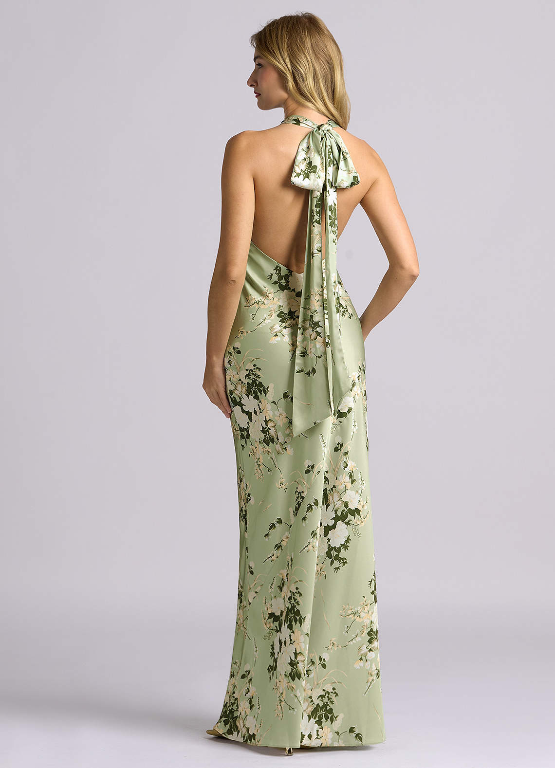 Azazie Velli Abiti da Damigella Abito Sirena in Raso Elasticizzato Collo Alto Floral Vines image4