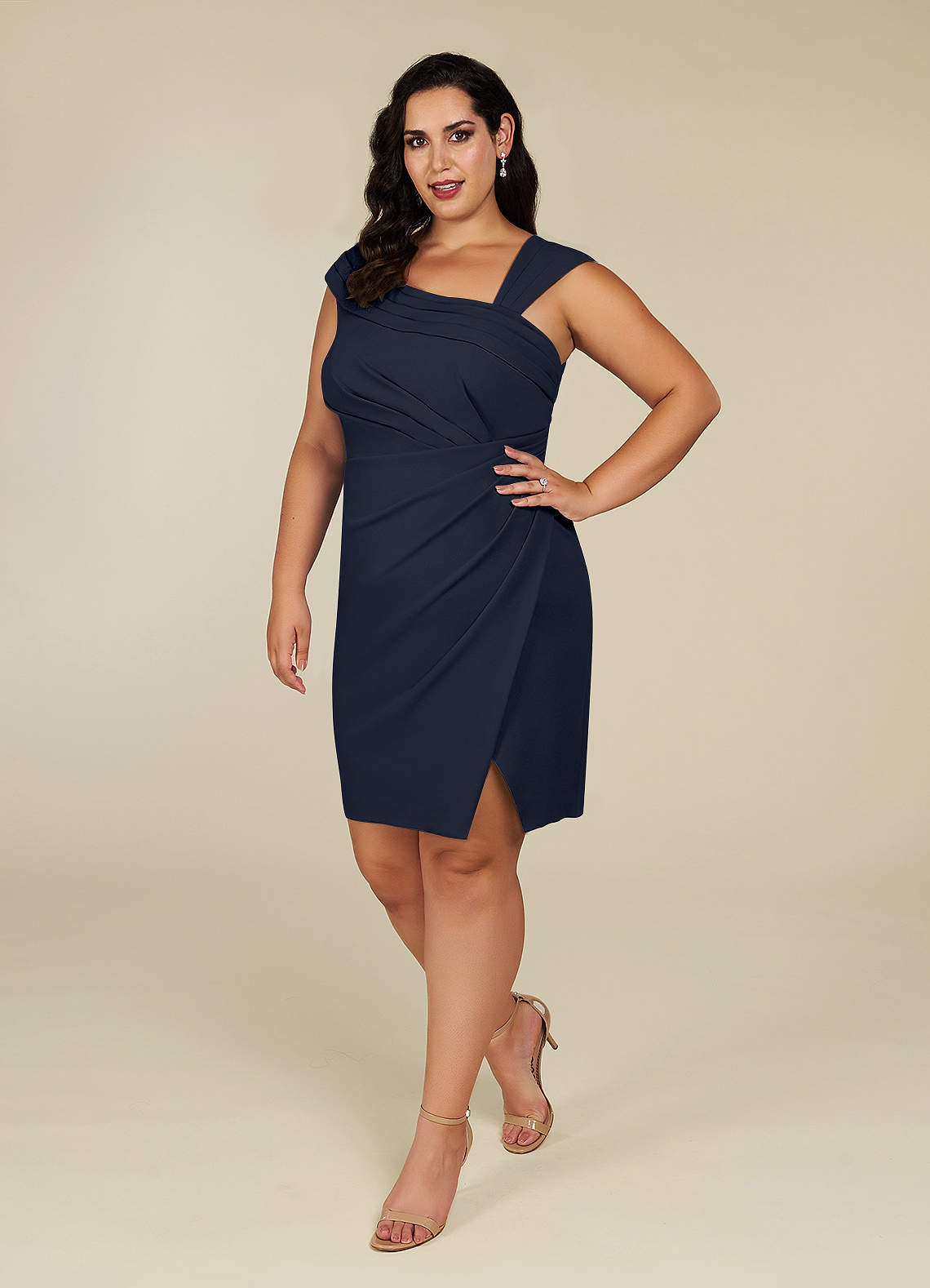 Azazie Cecily Mother of the Bride Dresses Dark Navy Sheath Stretch Crepe Dress image6