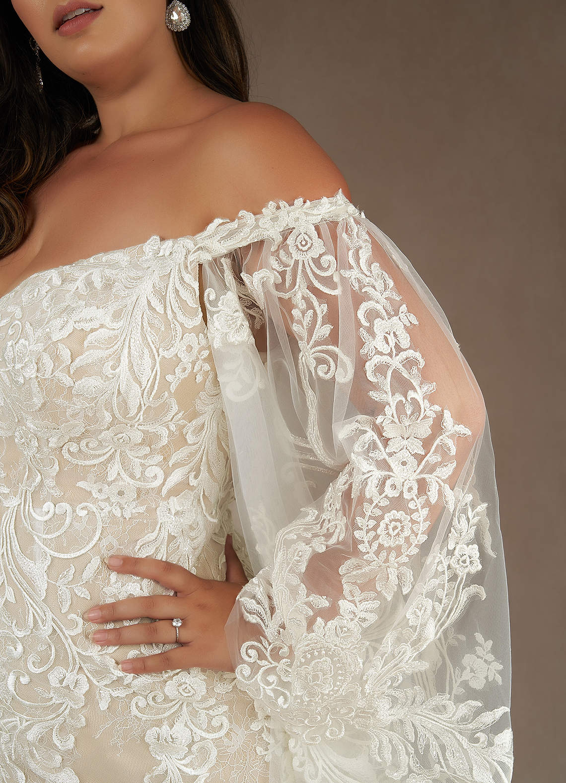 Azazie Memphis Wedding Dresses Diamond White Nude Mermaid V-Neck Sequins Lace Dress image11